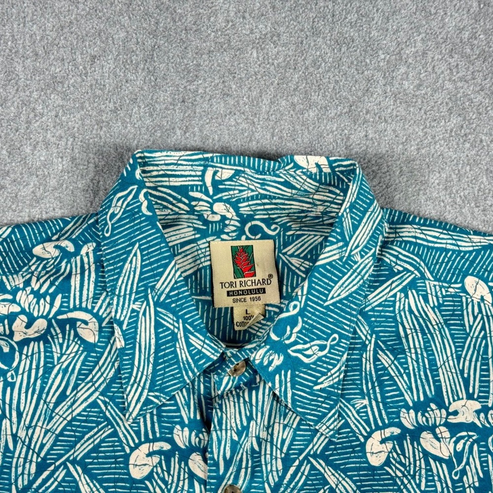 Tori Richard Honolulu Mens L Cotton Lawn Aloha Shirt Green Paisley USA